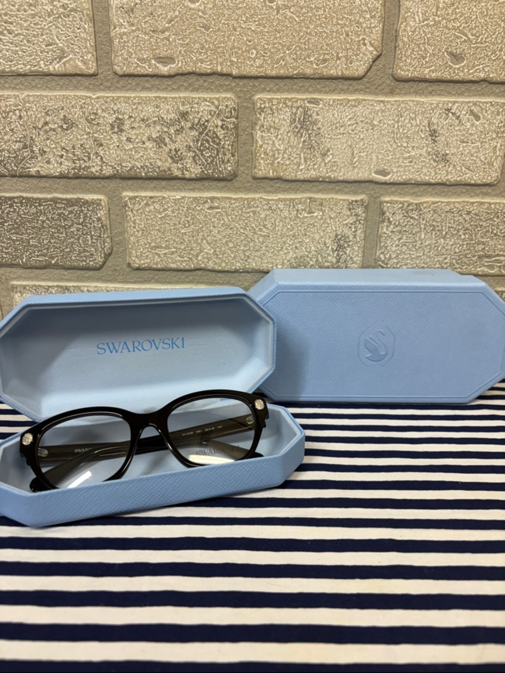 Swarovski Black SK2038 Black Eyeglass Frames with Crystals and Demo Lenses